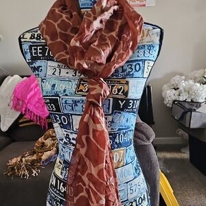 Bijoux Terner Giraffe Print Scarf in Brown and Tan